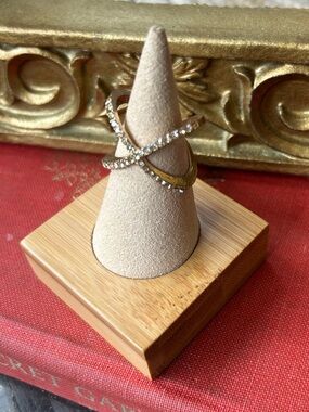Gold-Tone Crystal X Ring